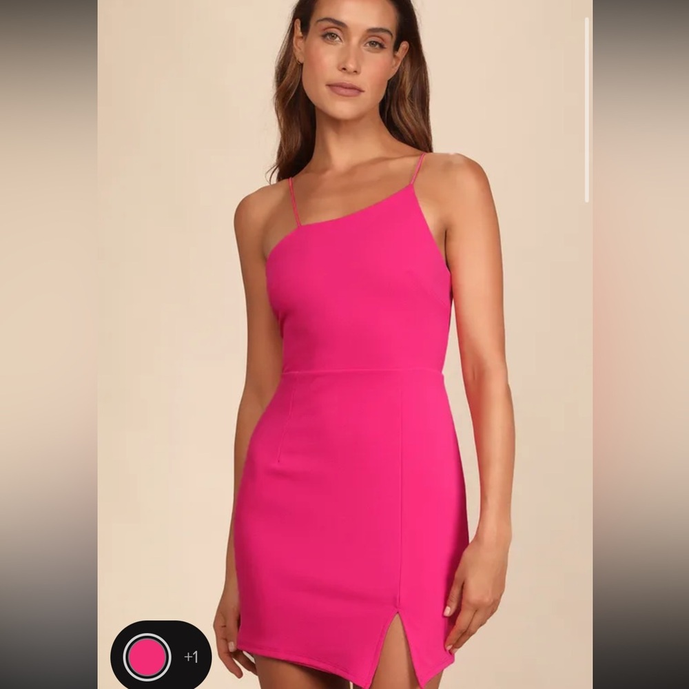 Lulus *New* asymmetrical hot pink mini dress size small